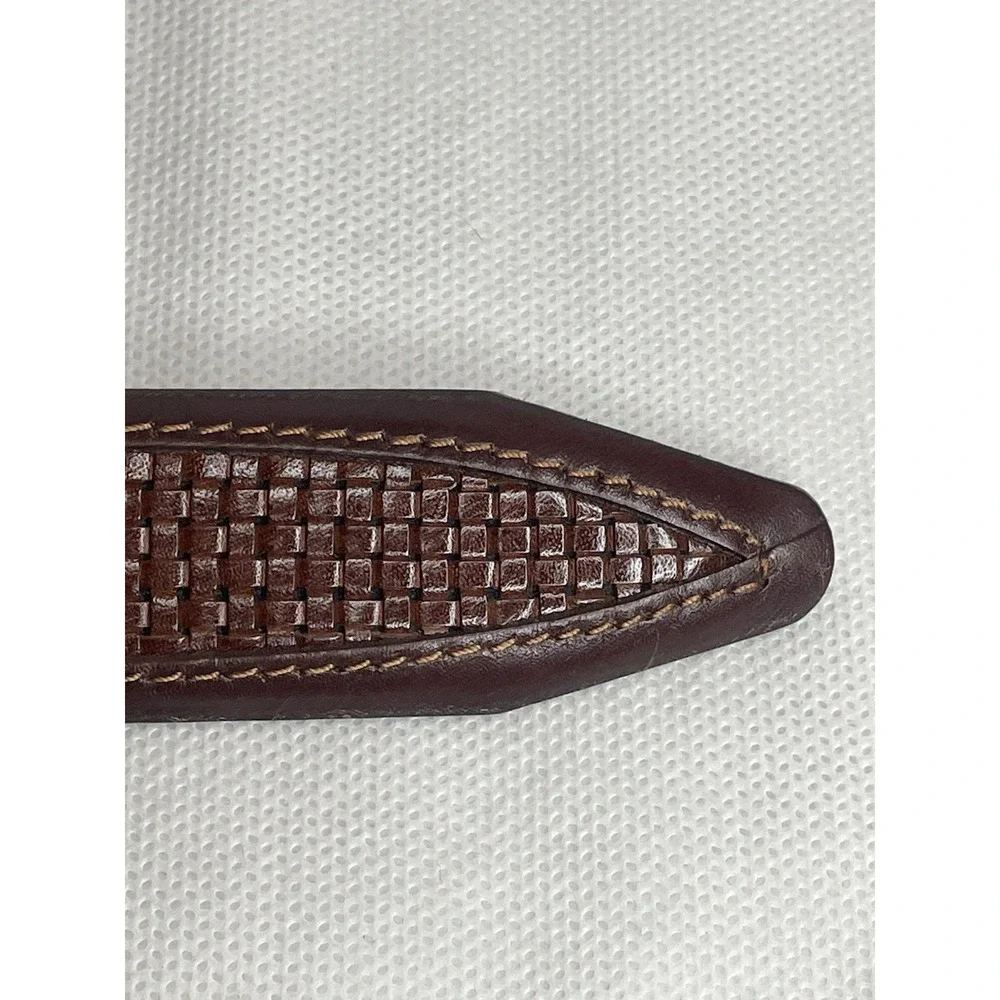 Allen Edmonds Woven Teju Lizard Belt Size 36 Brown Leather Brass Handcrafted USA